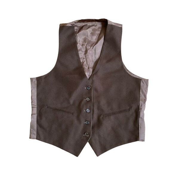 Mens Reversible Gray & Brown Suit Vest With Button Closure & Pockets - Picture 1 of 3